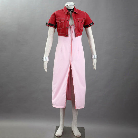 Game Final Fantasy 7 Aerith Gainsborough Cosplay Costume with Accessories for Women & Kids - 11_0016_MR110587-最终幻想7-艾瑞丝装1代-1.jpg