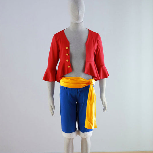 Anime Ocean Adventure Monkey Pirate Captain Cosplay Red Shirt Costume with Hat for Men Kids product image 10