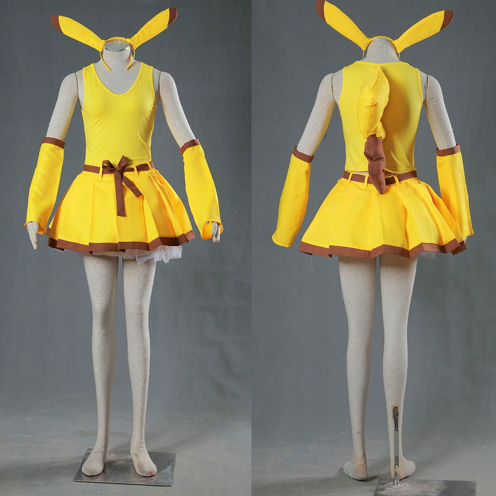 Anime Pokemon Costume Pikachu Cosplay Costume with Accessories for Women & Kids - 未标题-1-恢复的_0000_B198-宠物小精灵-皮卡丘拟人服2代1.jpg