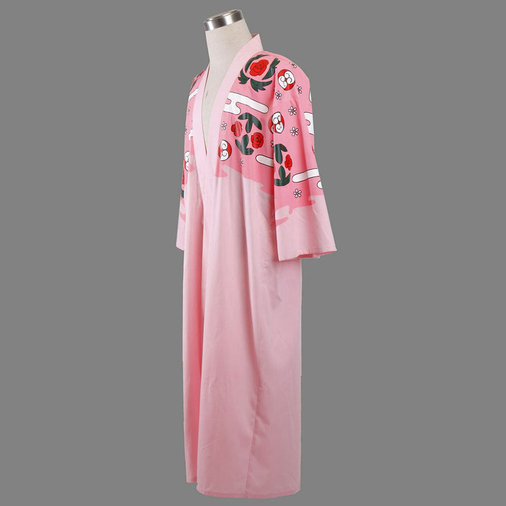 Anime Soul Reaper Lazy Captain Swordsman Cosplay Pink Floral Kimono Costume for Men Kids - 11_0002_死神-八番队队长京乐春水和服外套-2.jpg