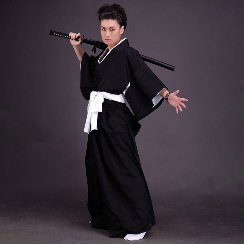 Anime Soul Reaper 13 Guard Squad Sword Fighter Black Kimono Cosplay Costume for Men Kids - 11_0002_死神-死霸装1代-原版-2.jpg
