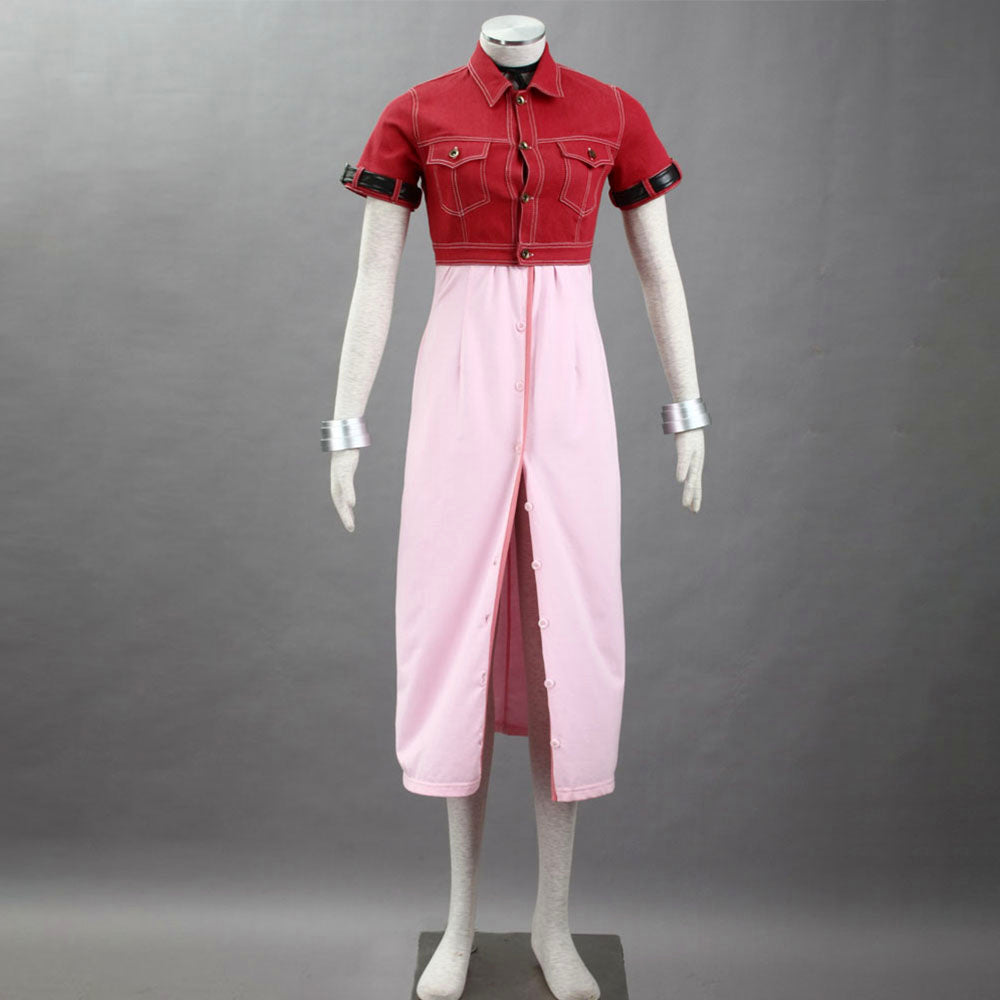 Game Final Fantasy 7 Aerith Gainsborough Cosplay Costume with Accessories for Women & Kids - 11_0015_MR110587-最终幻想7-艾瑞丝装1代-2.jpg