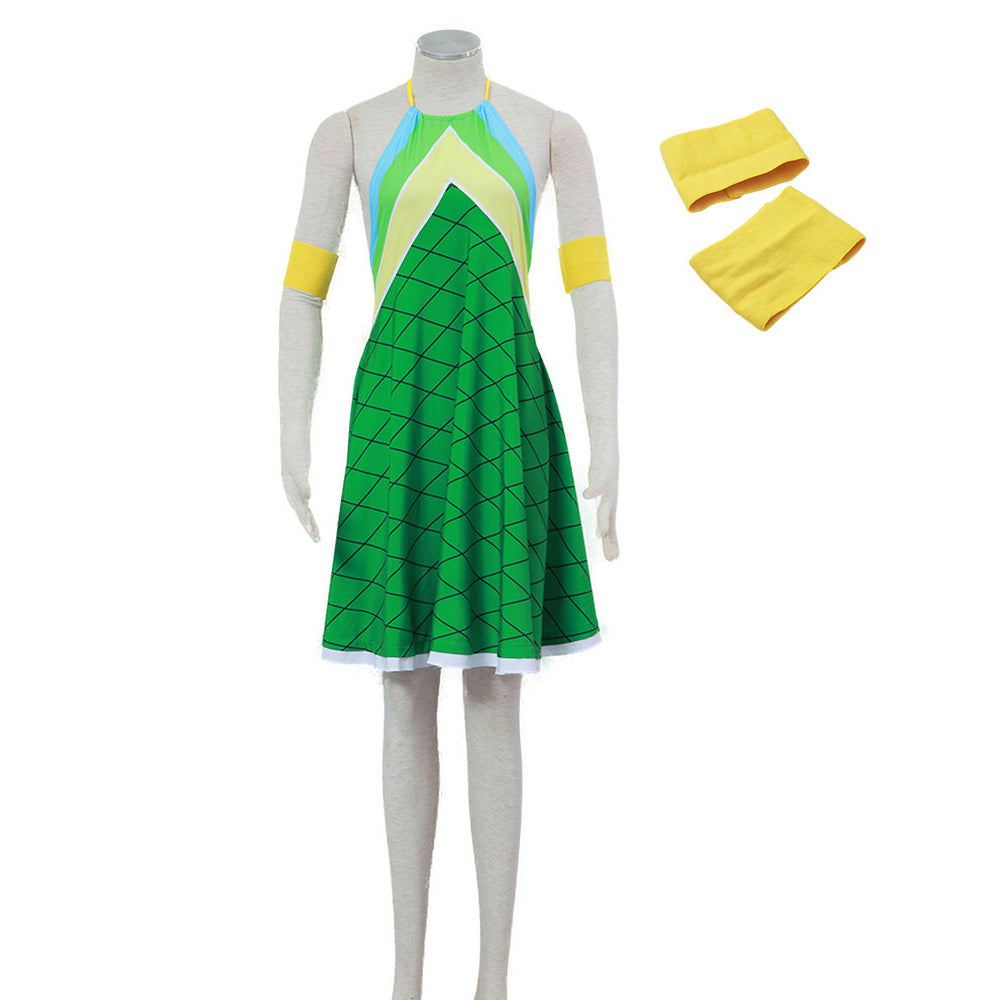 Anime Fairy Tail Wendy Marvell Cosplay Green Dress Costume for Women & Kids - 未标题-1.jpg