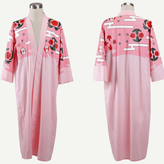 Anime Soul Reaper Lazy Captain Swordsman Cosplay Pink Floral Kimono Costume for Men Kids - 未标题-1.jpg