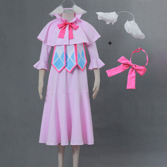 Anime Fairy Tail Mavis Vermillion First Guild Master Pink Cape Dress Cosplay Costume for Women & Kids - 未标题-1.jpg