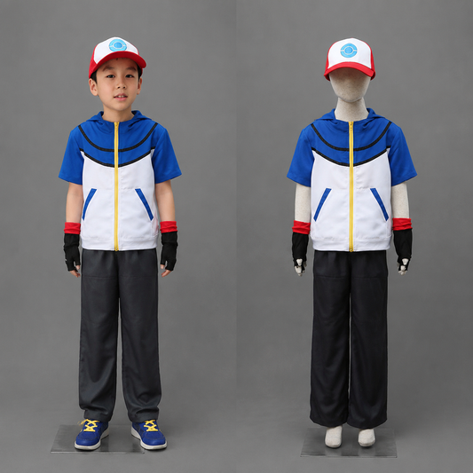 Anime Pokemon Costume Trainer Ash Ketchum Short Sleeves Shirt Cosplay Costume for Men & Kids - ChatGPT Image 2026年7月26日 18_06_42.png