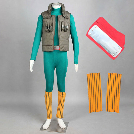 Anime Eight Gate Master Green Beast Ninja Cosplay Green Jumpsuit Set Costume for Men Kids image 7