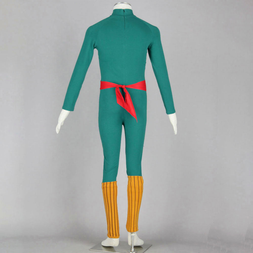 Anime Thick Eyebrows Taijutsu Ninja Boy Cosplay Green Jumpsuit Costume for Men Kids image 3