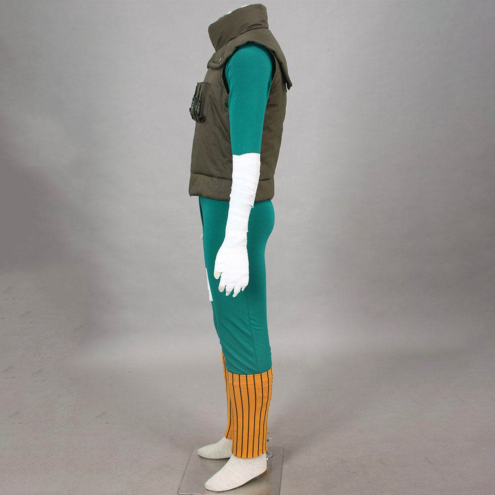 Anime Thick Eyebrows Taijutsu Ninja Boy Cosplay Green Jumpsuit Costume for Men Kids image 5