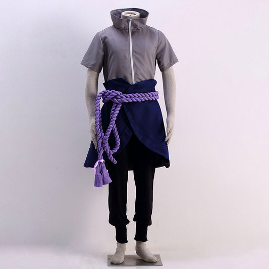 Anime Red-Eyed Avenger Rogue Ninja Snake-Style Cosplay Costume with Purple Rope Belt for Men Kids image 8