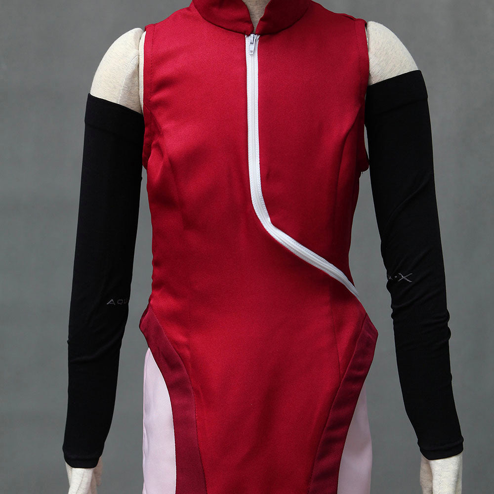 Anime Next Gen Glasses Kunoichi Red Cosplay Costume with Accessories for Women Kids image 1