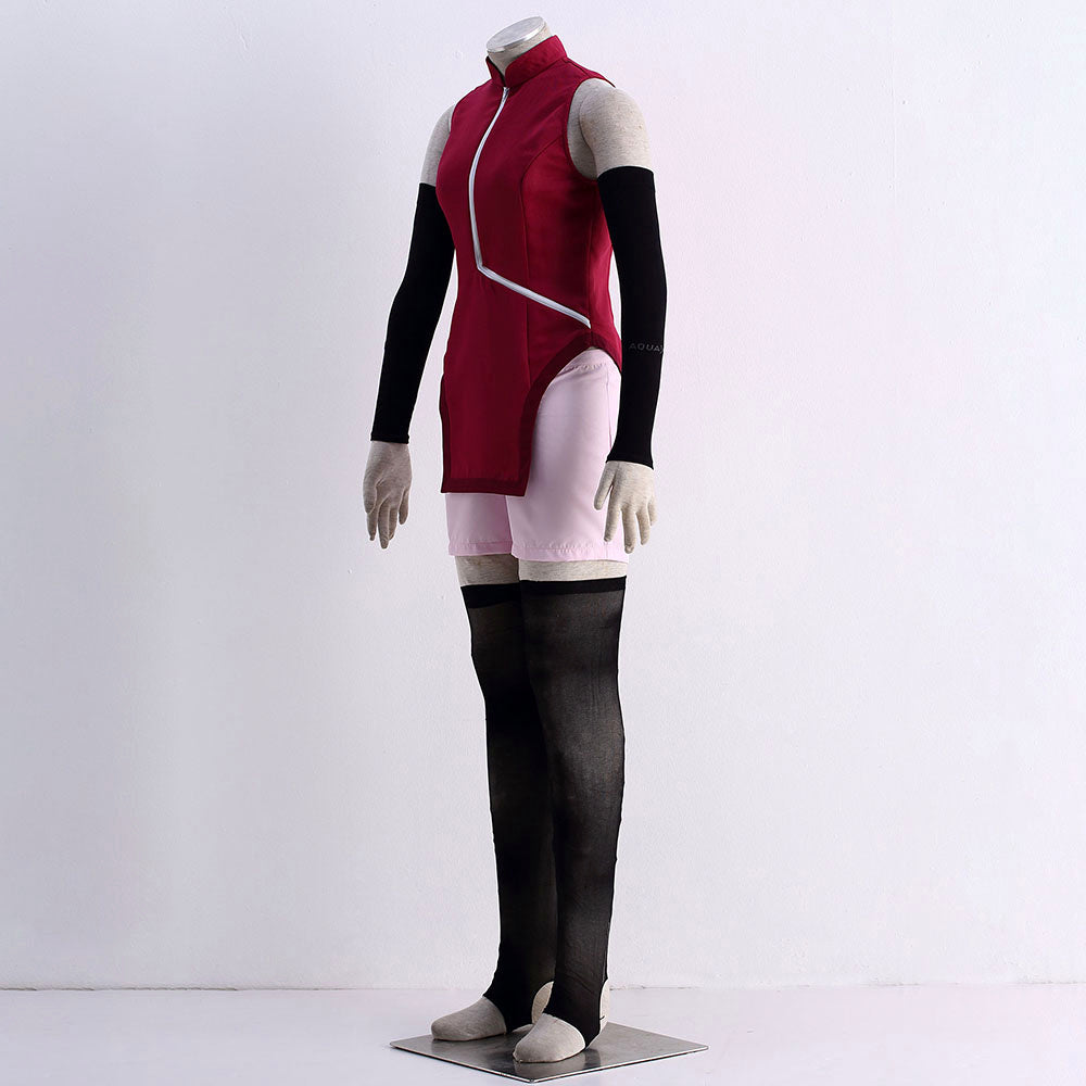 Anime Next Gen Glasses Kunoichi Red Cosplay Costume with Accessories for Women Kids image 4