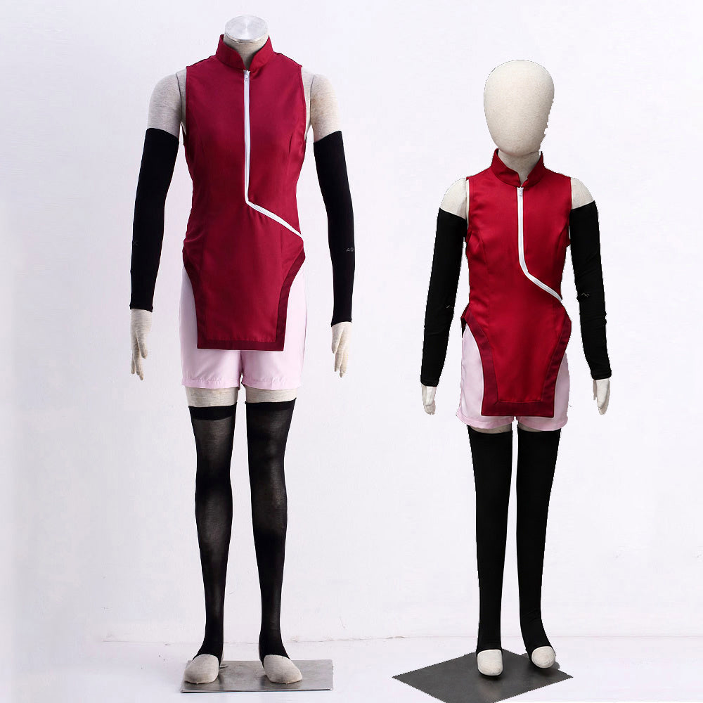 Anime Next Gen Glasses Kunoichi Red Cosplay Costume with Accessories for Women Kids image 6