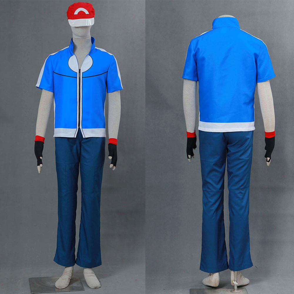Anime Pokemon Costume Trainer Ash Ketchum Cosplay Costume with Accessories for Men & Kids - -恢复的.jpg