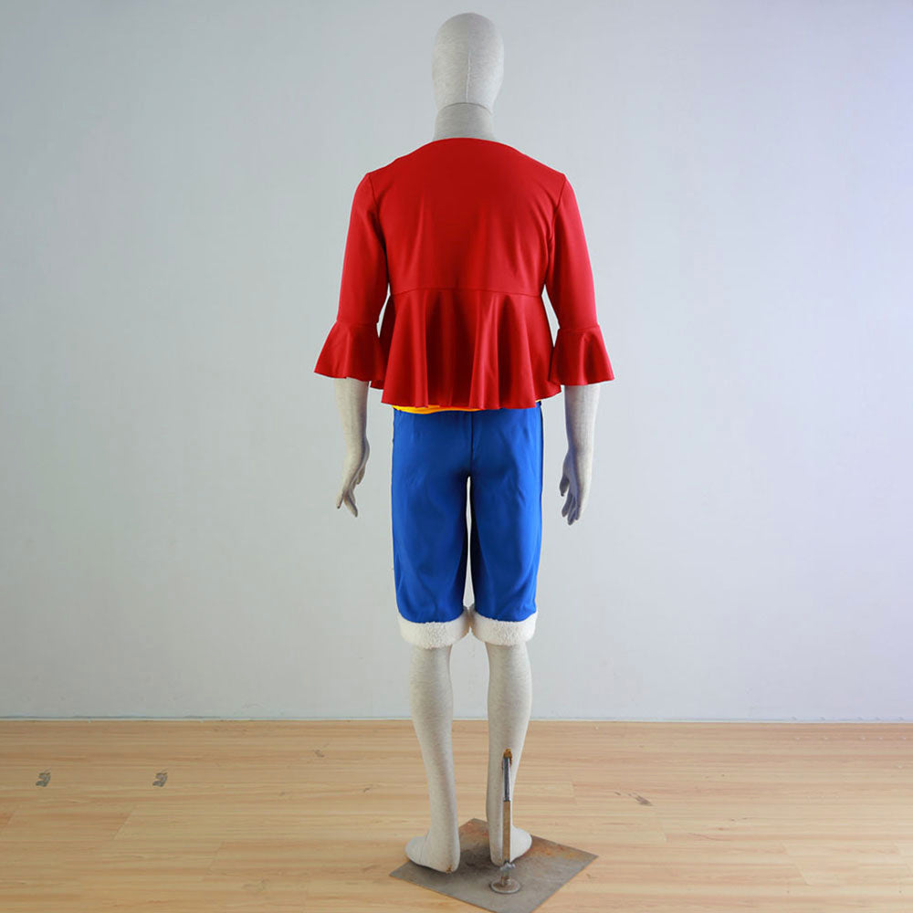 Anime Ocean Adventure Monkey Pirate Captain Cosplay Red Shirt Costume with Hat for Men Kids product image 4