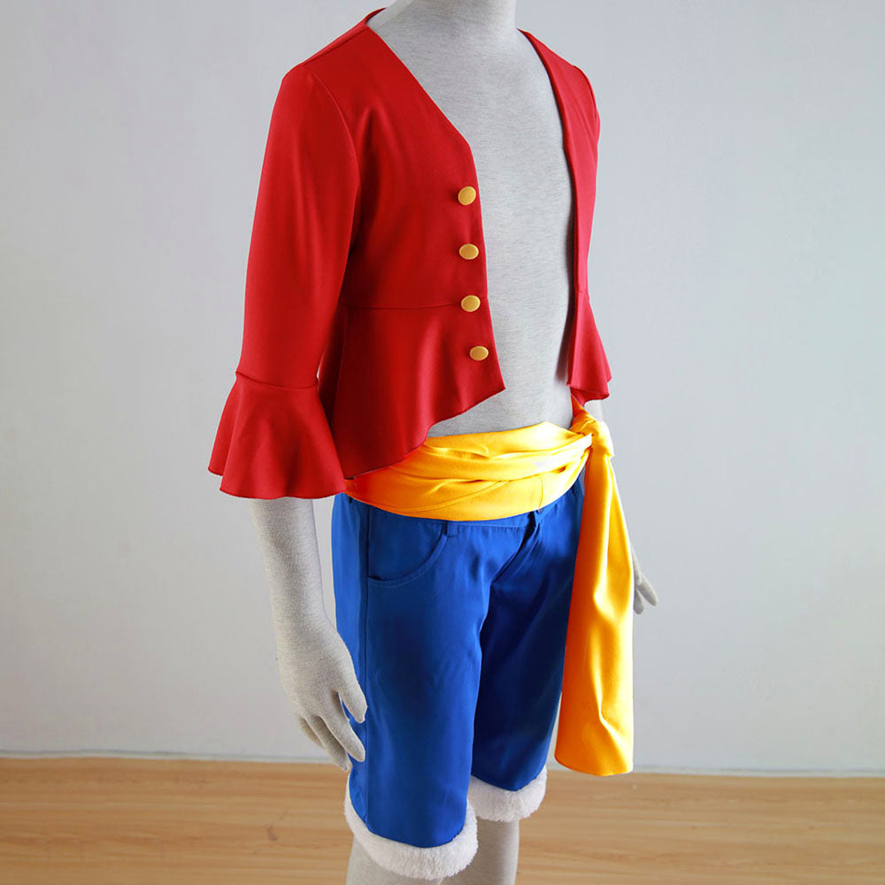 Anime Ocean Adventure Monkey Pirate Captain Cosplay Red Shirt Costume with Hat for Men Kids product image 6