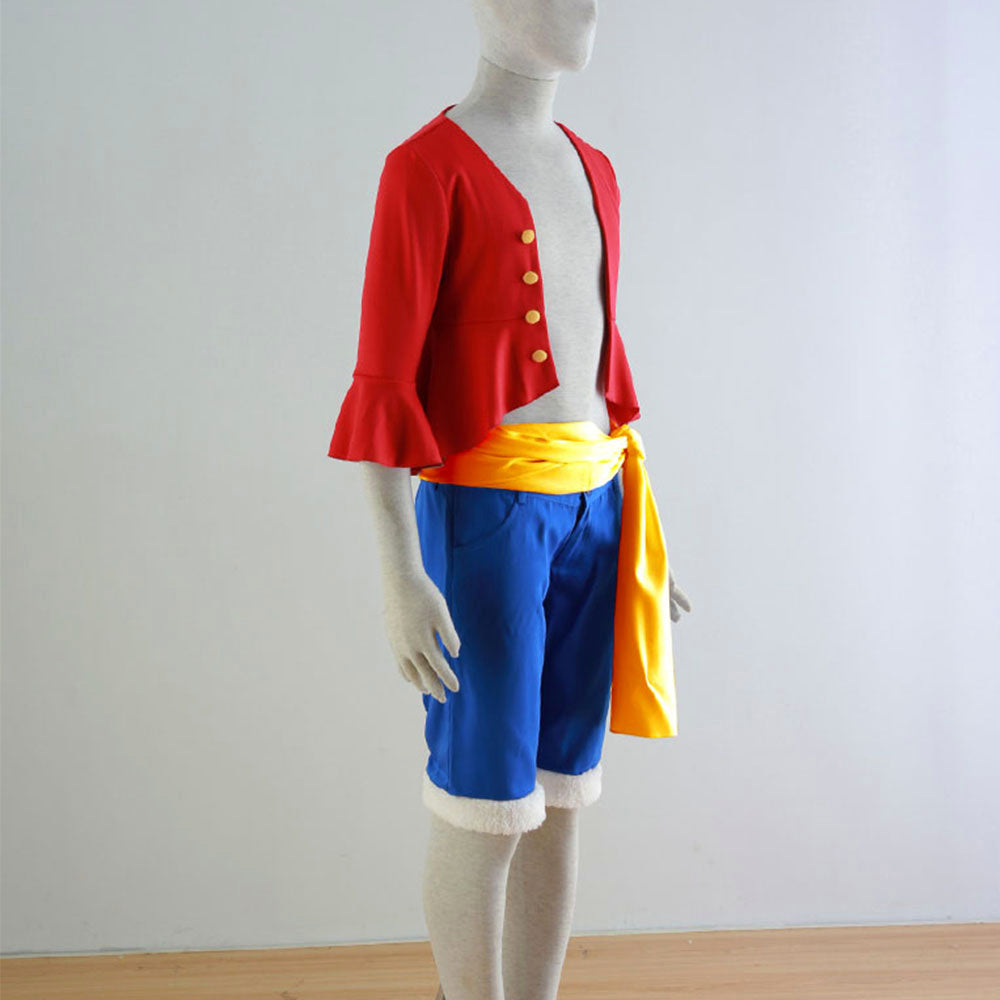 Anime Ocean Adventure Monkey Pirate Captain Cosplay Red Shirt Costume with Hat for Men Kids product image 7