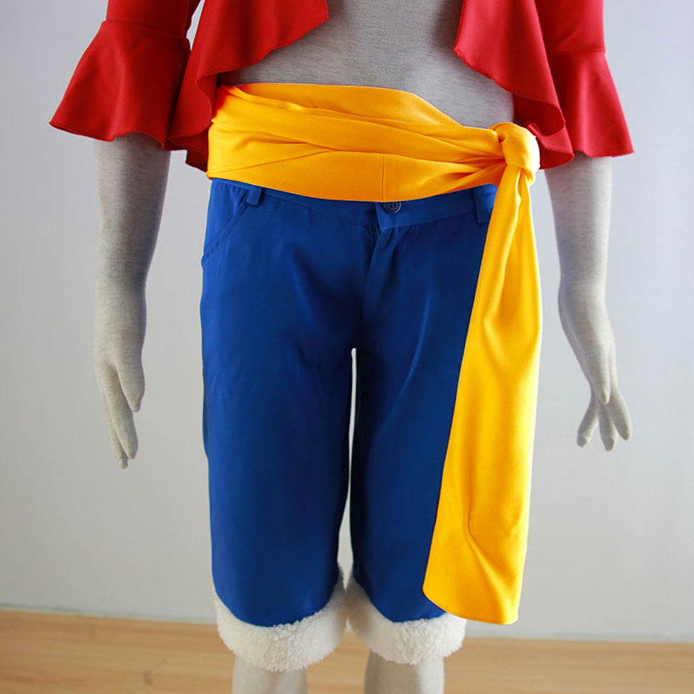 Anime Ocean Adventure Monkey Pirate Captain Cosplay Red Shirt Costume with Hat for Men Kids product image 8