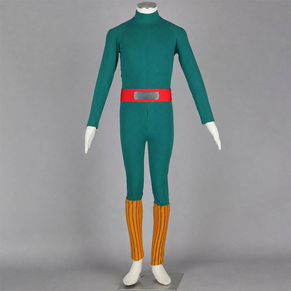 Anime Thick Eyebrows Taijutsu Ninja Cosplay Costume Green Jumpsuit Outfit for Men Kids product image 3