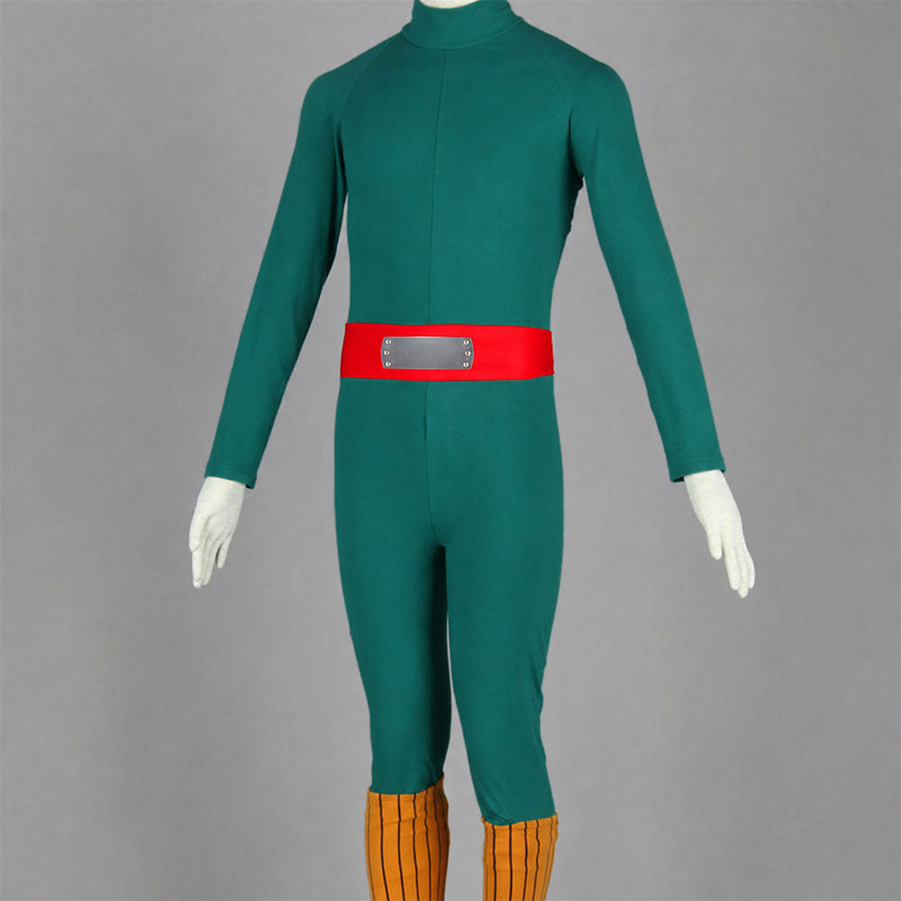 Anime Thick Eyebrows Taijutsu Ninja Cosplay Costume Green Jumpsuit Outfit for Men Kids product image 4