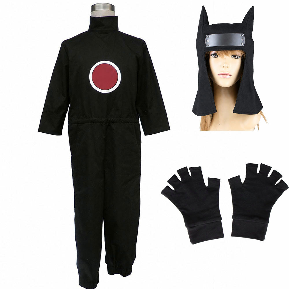 Anime Sand Village Puppet Ninja Cosplay Costume Black Hooded Jumpsuit Outfit Men Kids product image 1