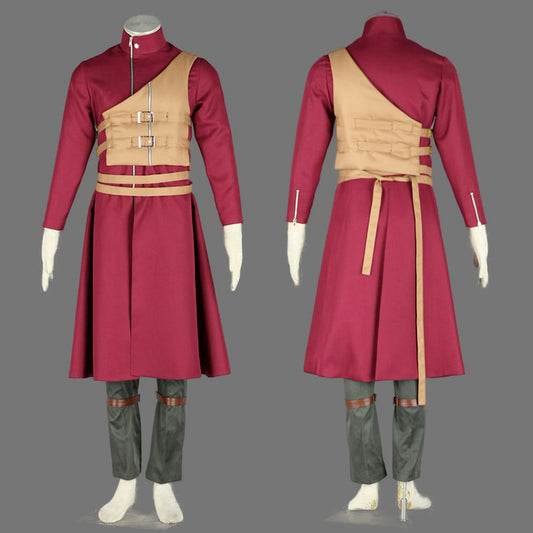 Anime Desert Village Sand Control Ninja Cosplay Red Costume Outfit for Men Kids product image 1