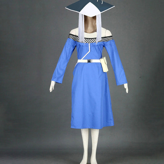 Anime Water Village Leader Cosplay Costume Blue Dress with Leader Hat for Women Kids product image 1