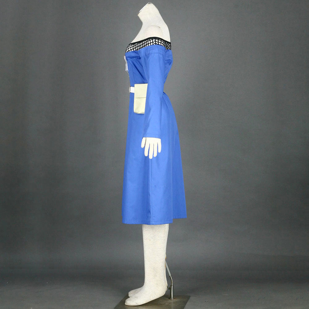 Anime Water Village Leader Cosplay Costume Blue Dress with Leader Hat for Women Kids product image 10