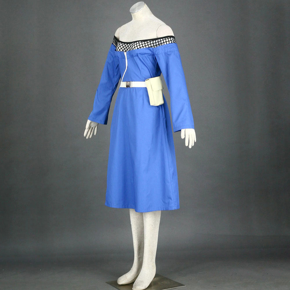 Anime Water Village Leader Cosplay Costume Blue Dress with Leader Hat for Women Kids product image 11