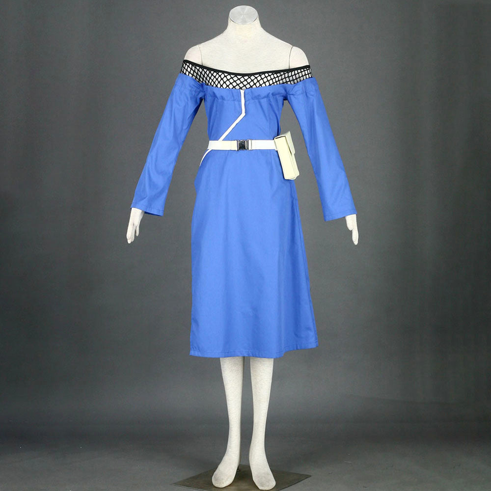Anime Water Village Leader Cosplay Costume Blue Dress with Leader Hat for Women Kids product image 12