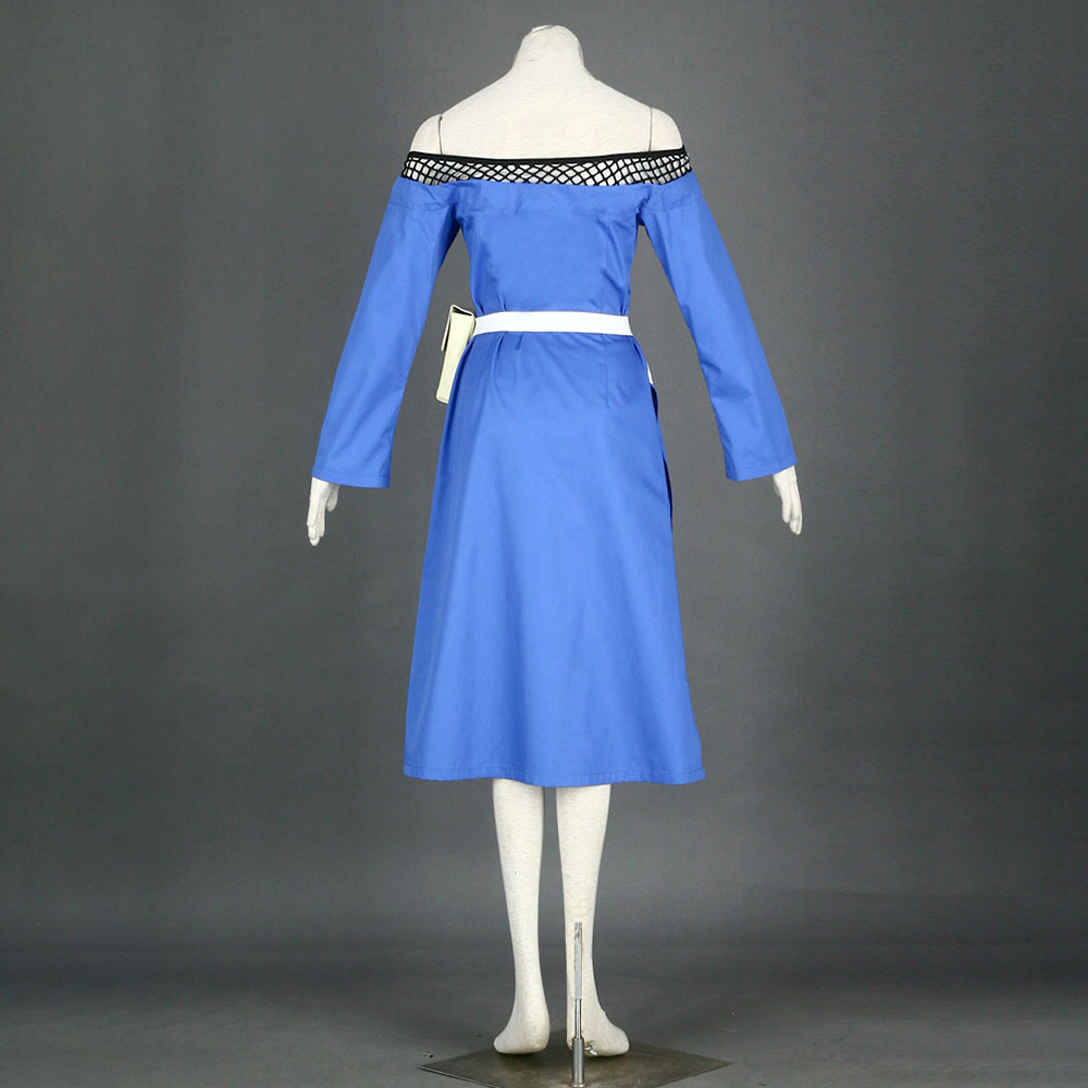 Anime Water Village Leader Cosplay Costume Blue Dress with Leader Hat for Women Kids product image 2