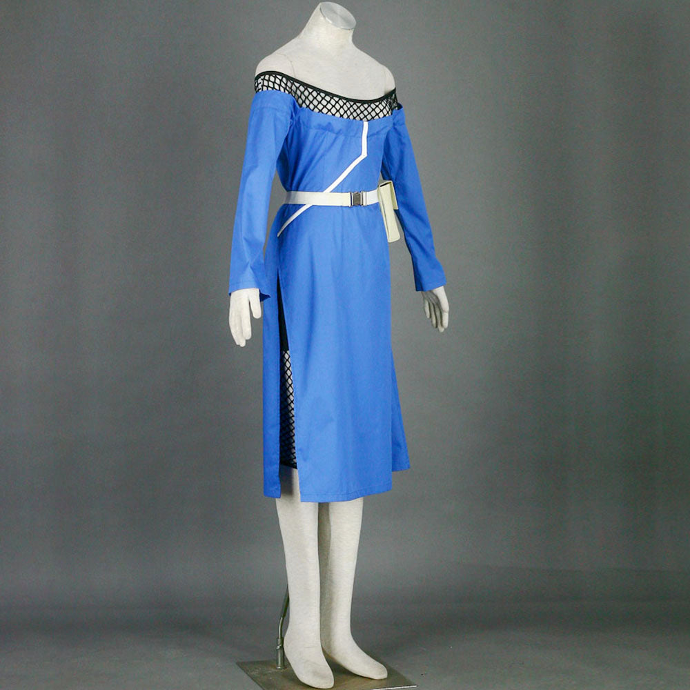 Anime Water Village Leader Cosplay Costume Blue Dress with Leader Hat for Women Kids product image 9