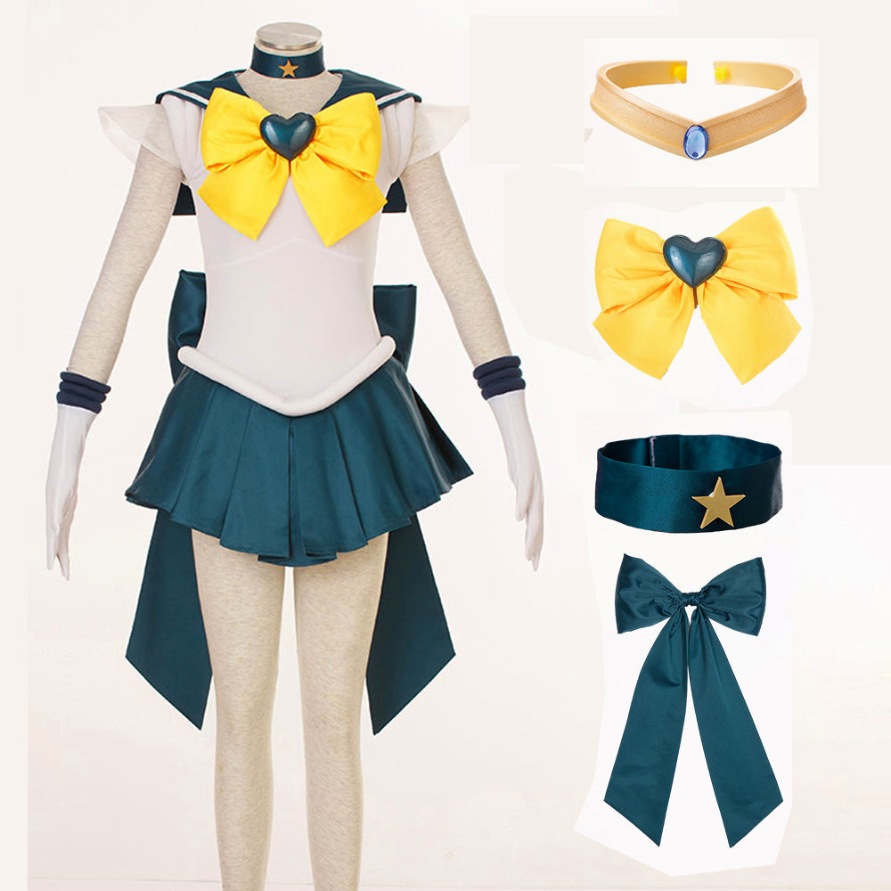 Anime Sailor Moon Tenou Haruka Sailor Uranus Fighting Deluxe Cosplay Costume for Women Kids product image 11