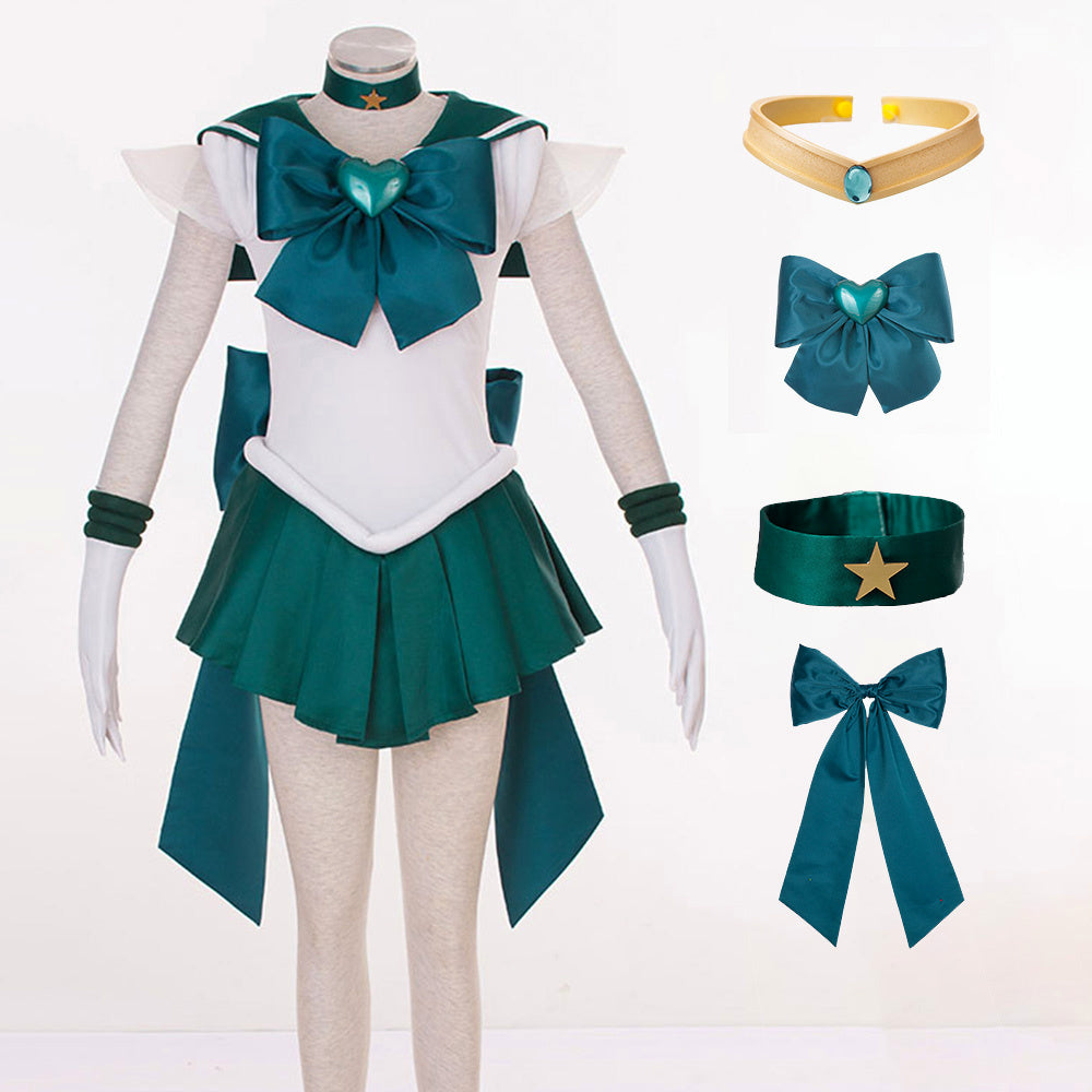Anime Sailor Moon Kaiou Michiru Sailor neptune Fighting Deluxe Cosplay Costume for Women Kids product image 11