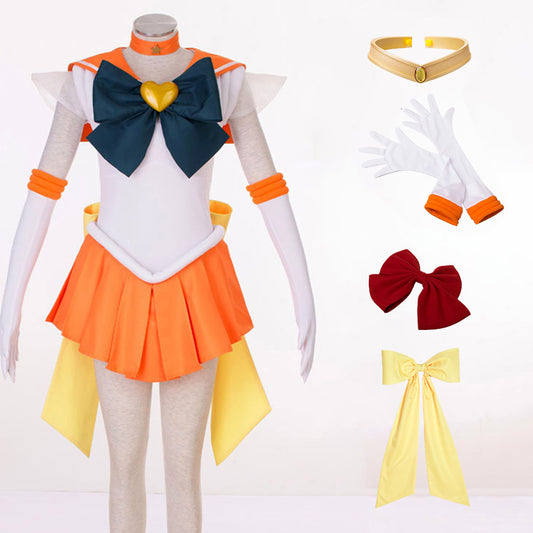 Anime Sailor Moon Aino Minago Sailor Venus Fighting Deluxe Cosplay Costume for Women Kids product image 14