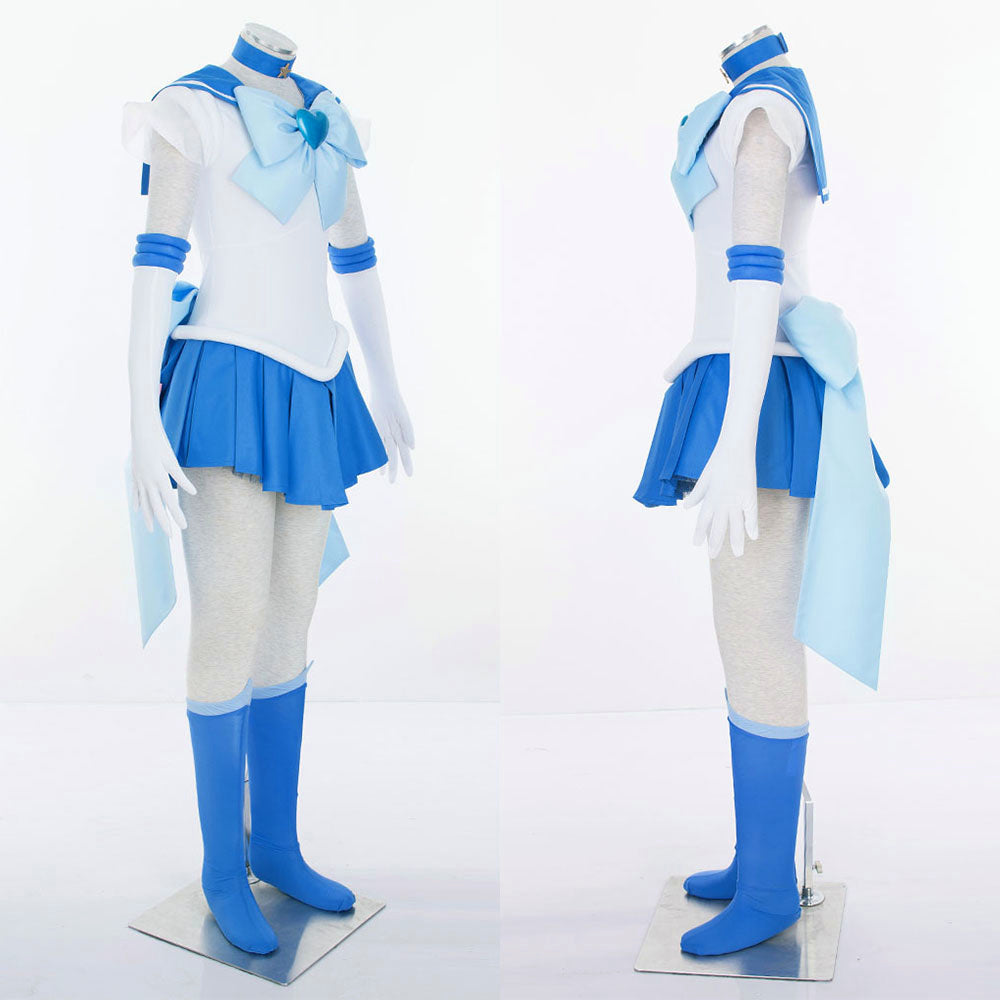 Anime Sailor Moon Mizuno Ami Sailor Mercury Fighting Deluxe Cosplay Costume for Women Kids product image 10