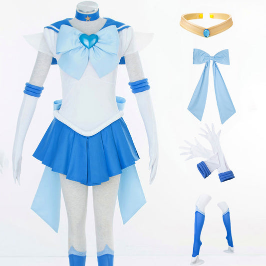 Anime Sailor Moon Mizuno Ami Sailor Mercury Fighting Deluxe Cosplay Costume for Women Kids product image 11