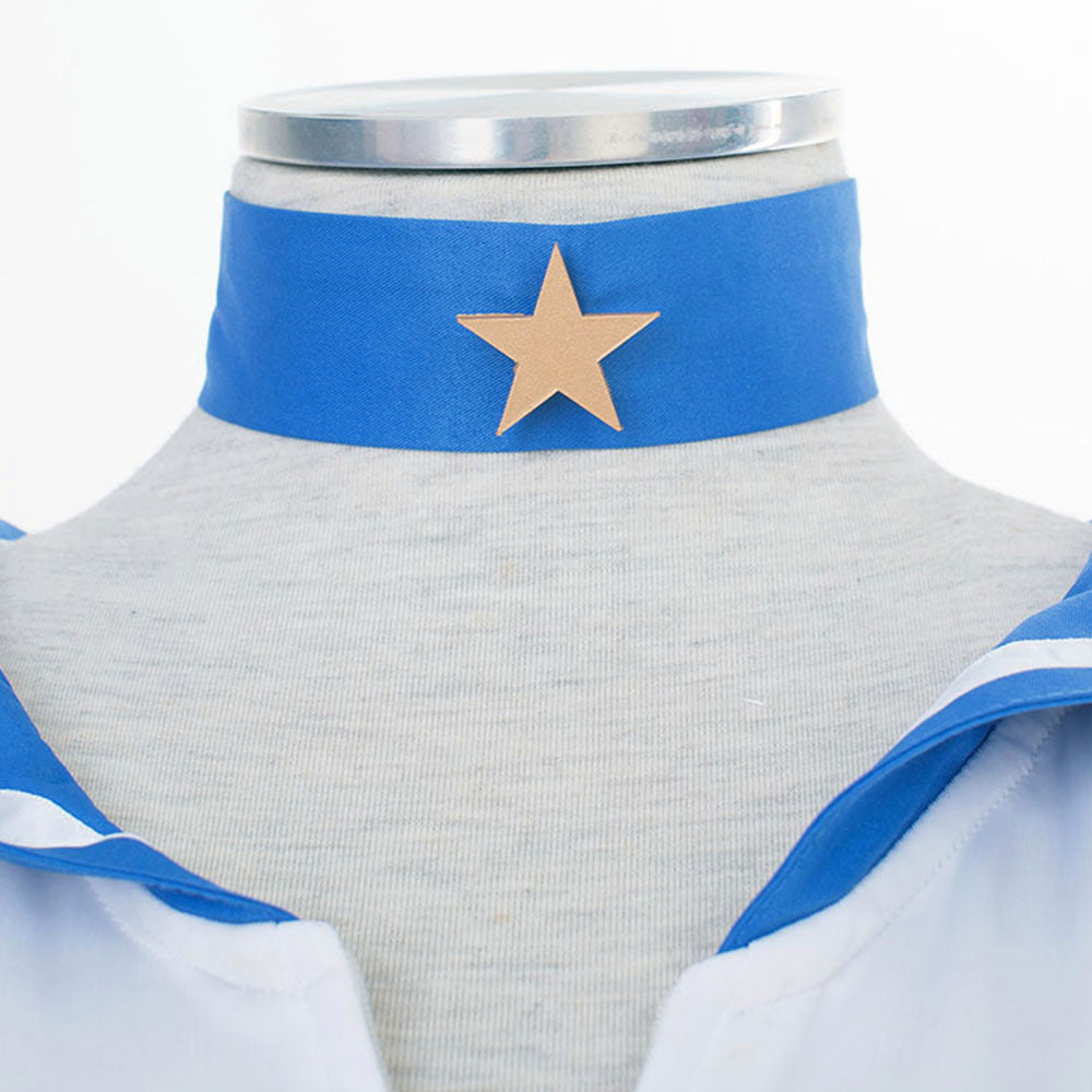 Anime Sailor Moon Mizuno Ami Sailor Mercury Fighting Deluxe Cosplay Costume for Women Kids product image 6