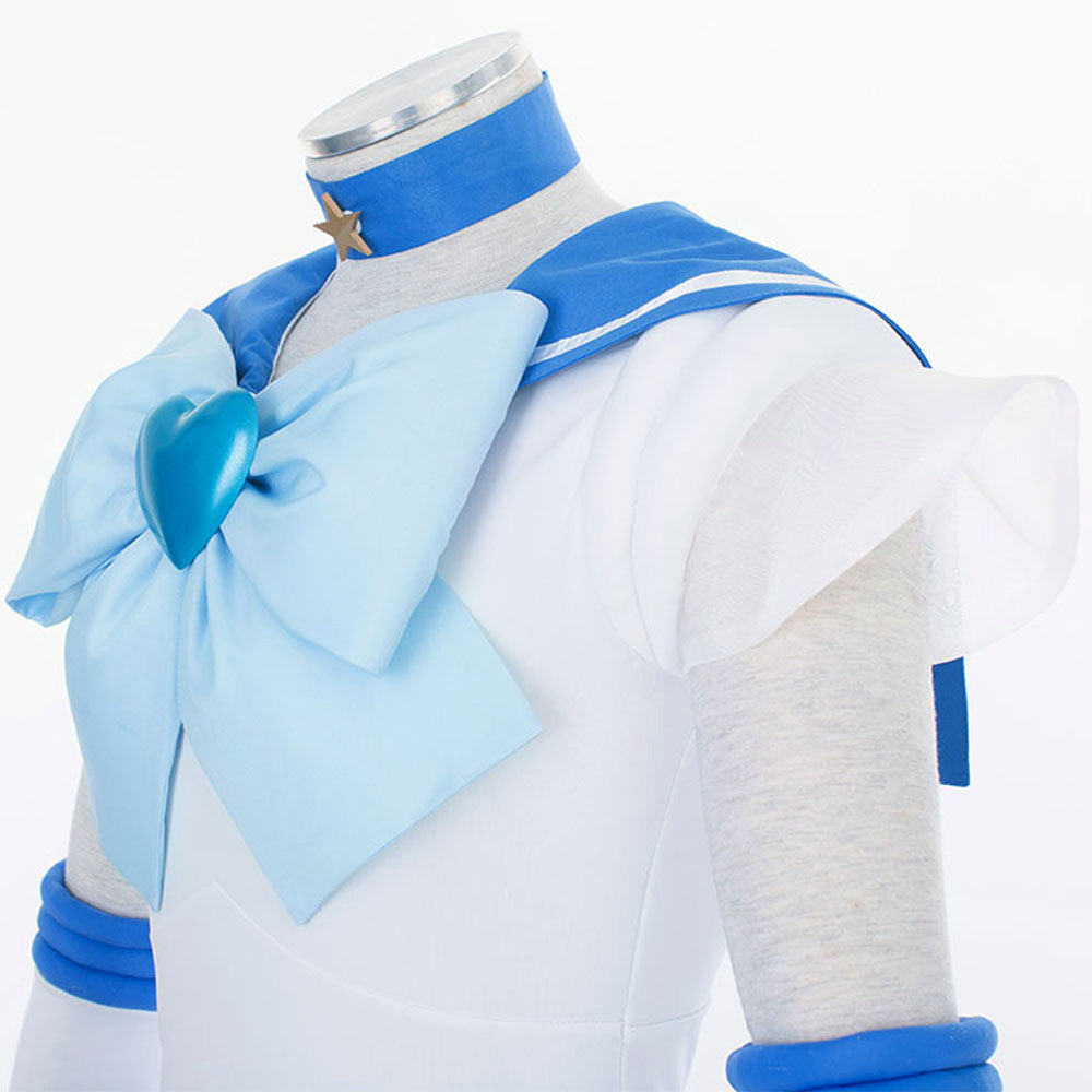 Anime Sailor Moon Mizuno Ami Sailor Mercury Fighting Deluxe Cosplay Costume for Women Kids product image 8