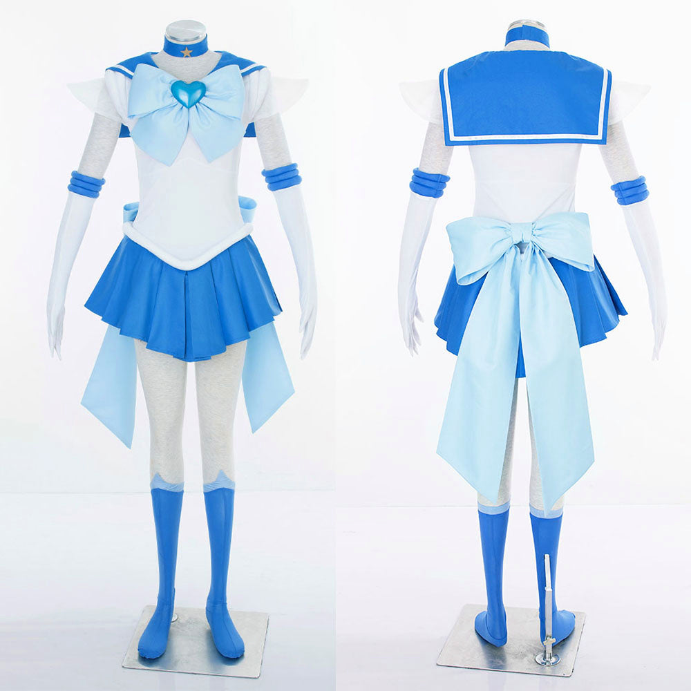 Anime Sailor Moon Mizuno Ami Sailor Mercury Fighting Deluxe Cosplay Costume for Women Kids product image 9