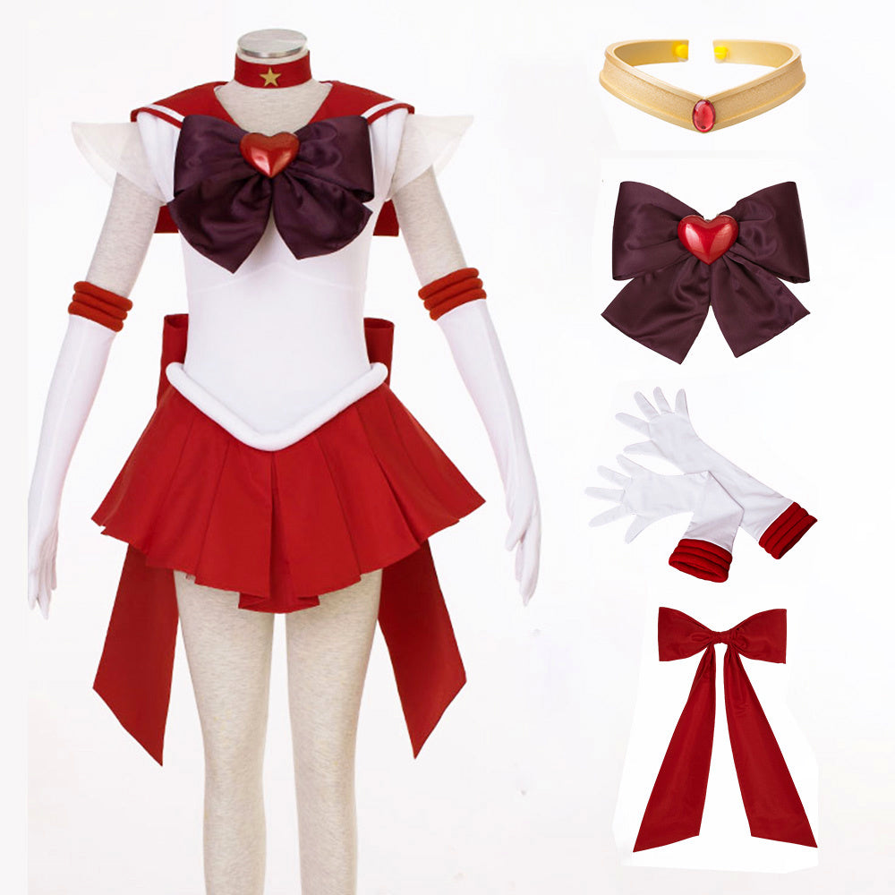 Anime Sailor Moon Heino Rei Sailor Mars Fighting Deluxe Cosplay Costume for Women Kids product image 11