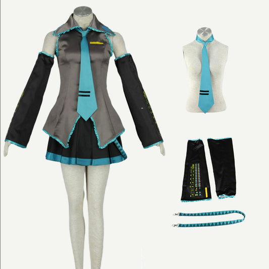 Virtual Popstar Cyan Twin-Tailed Diva Cosplay Costume with Accessories For Women Kids product image 1