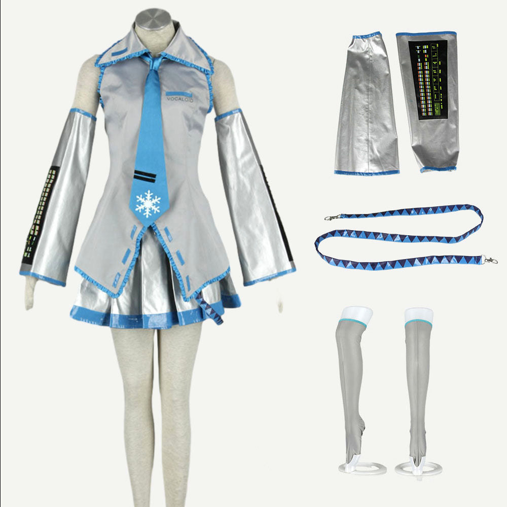 Virtual Popstar Cyan Twin-Tailed Snowy Diva Cosplay Costume with Accessories For Women Kids product image 1