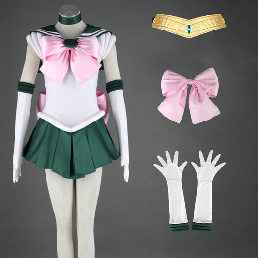 Anime Sailor Moon Kino Makoto Sailor Jupiter Fighting Cosplay Costume with Accessories for Women Kids product image 8