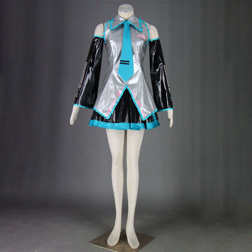Virtual Popstar Cyan Twin-Tailed Diva Metallic Silver Stage Cosplay Costume with Accessories For Women Kids product image 10
