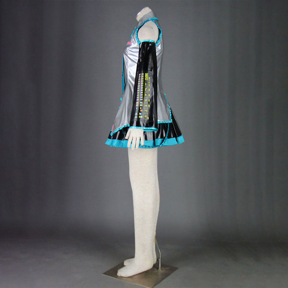 Virtual Popstar Cyan Twin-Tailed Diva Metallic Silver Stage Cosplay Costume with Accessories For Women Kids product image 8