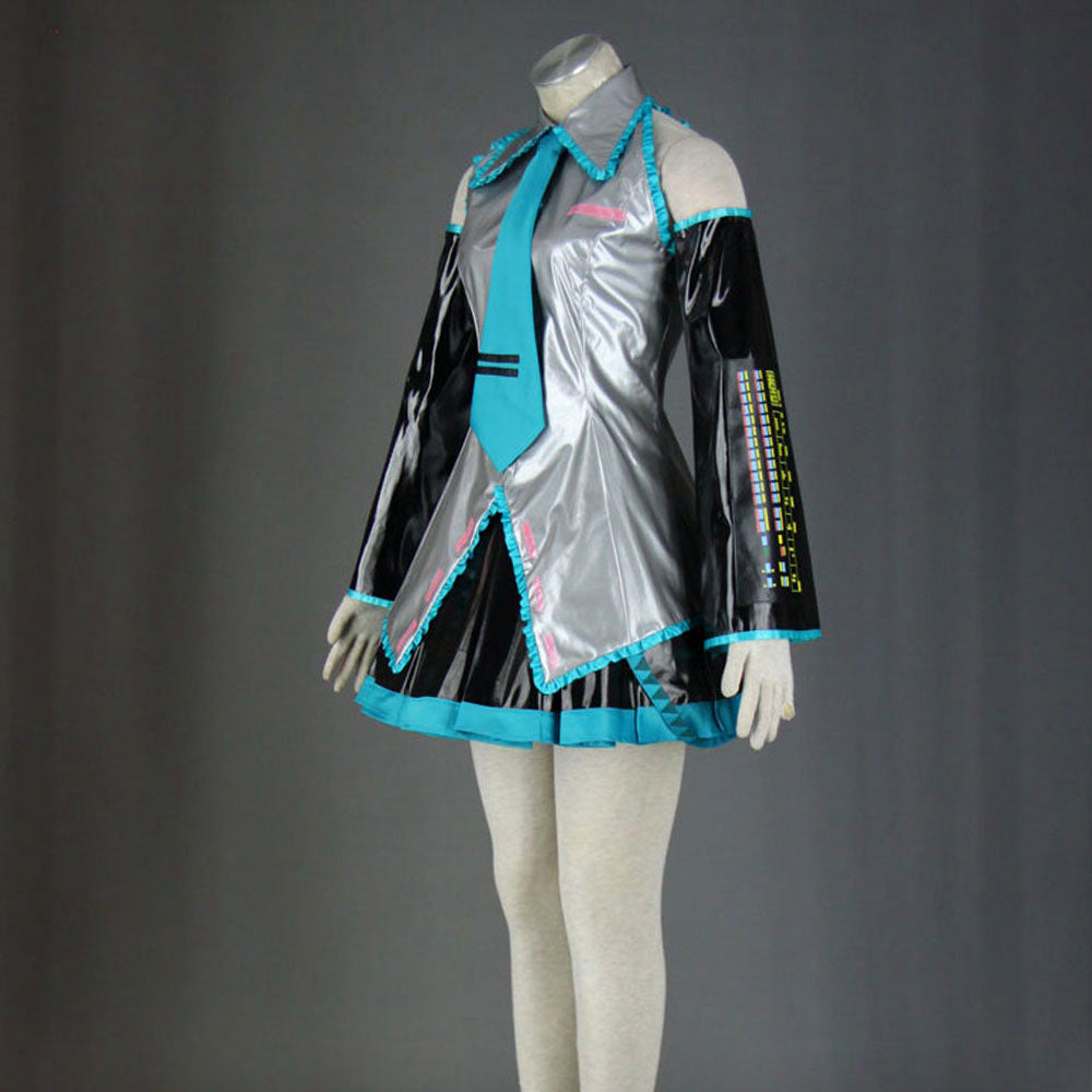 Virtual Popstar Cyan Twin-Tailed Diva Metallic Silver Stage Cosplay Costume with Accessories For Women Kids product image 9