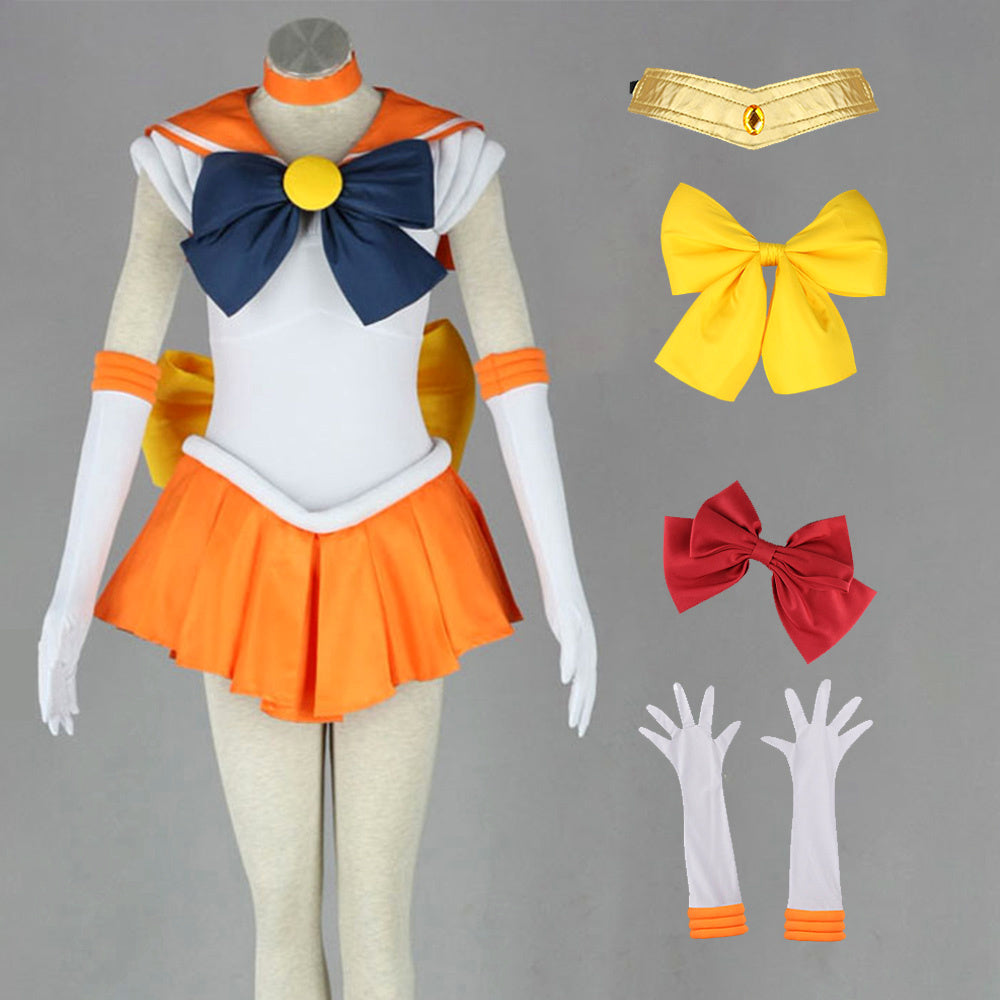Anime Sailor Moon Aino Minago Sailor Venus Fighting Cosplay Costume with Accessories for Women Kids product image 7