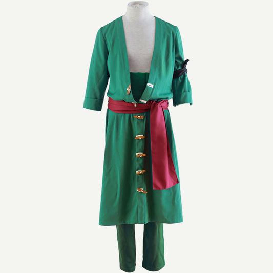 Anime Ocean Adventure Green 3-Sword Swordsman Pirate Cosplay Costume Uniform for Men Kids product image 1