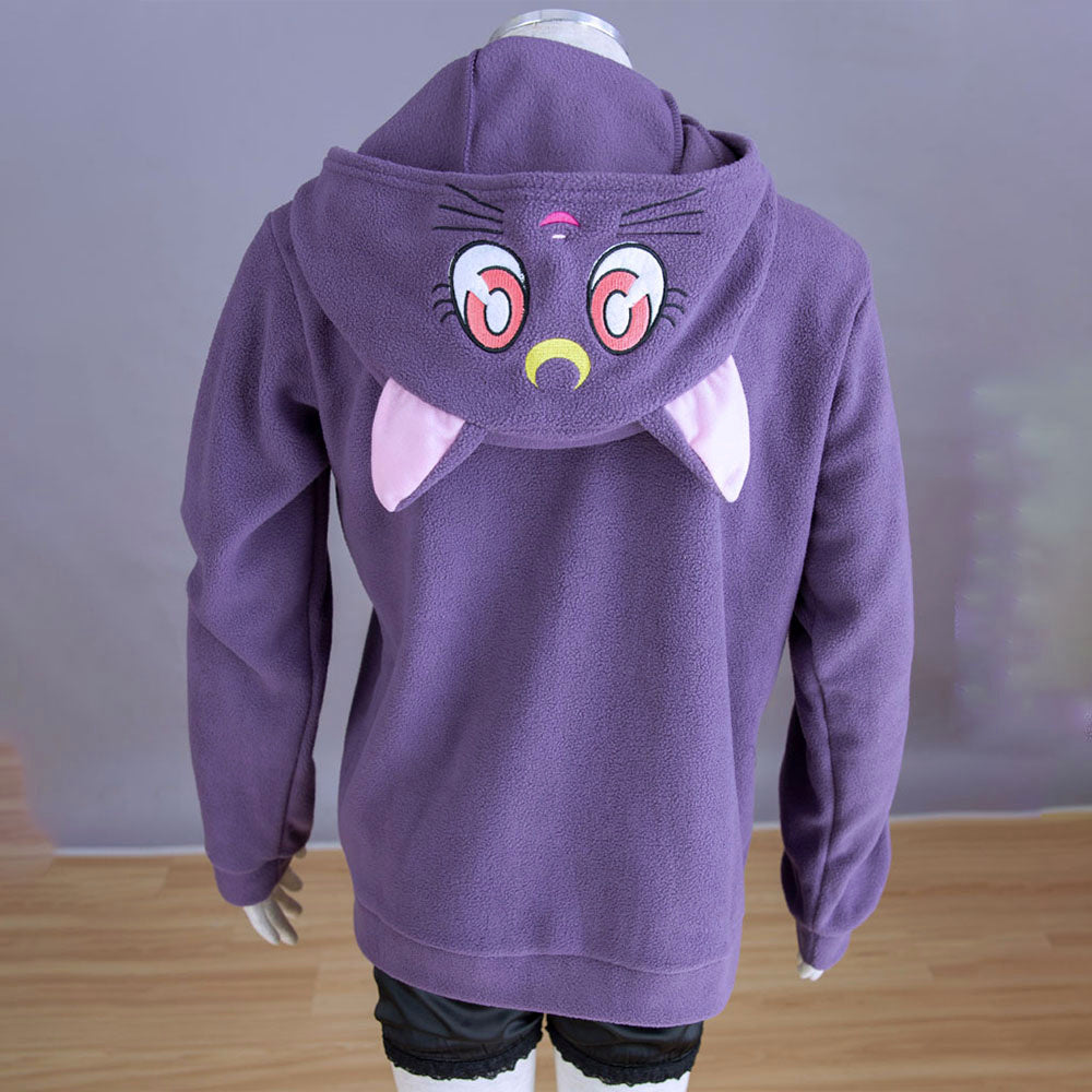 Anime Sailor Moon Luna The Black Cat Cosplay Costume Cute Hoodie for Women Kids product image 2